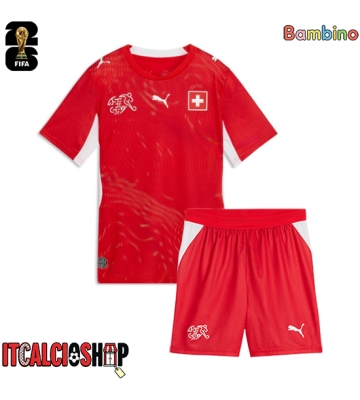 Svizzera Prima Maglia Bambino Mondiali 2026 Manica Corta (+ Pantaloni corti)